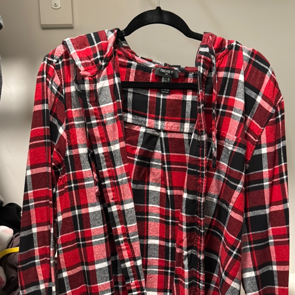 Red and Black Plaid Flannel Shirt